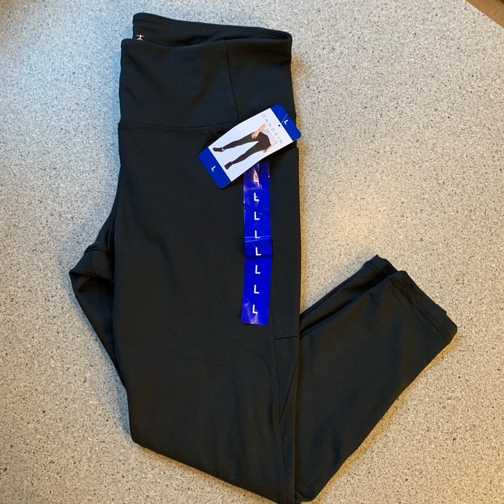 NWT Danskin Black Interlock High Waisted Leggings